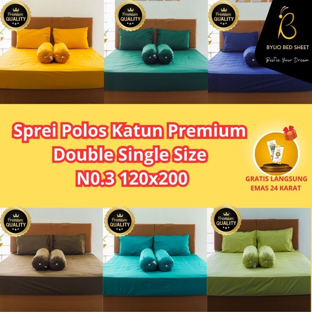 Sprei single bed polos 120x200 Katun Premium Double karet Sudut Seprei Seprai 120x200x10 120x200x15 120x200x20 120x200x25 120x200x30 120x200x40
