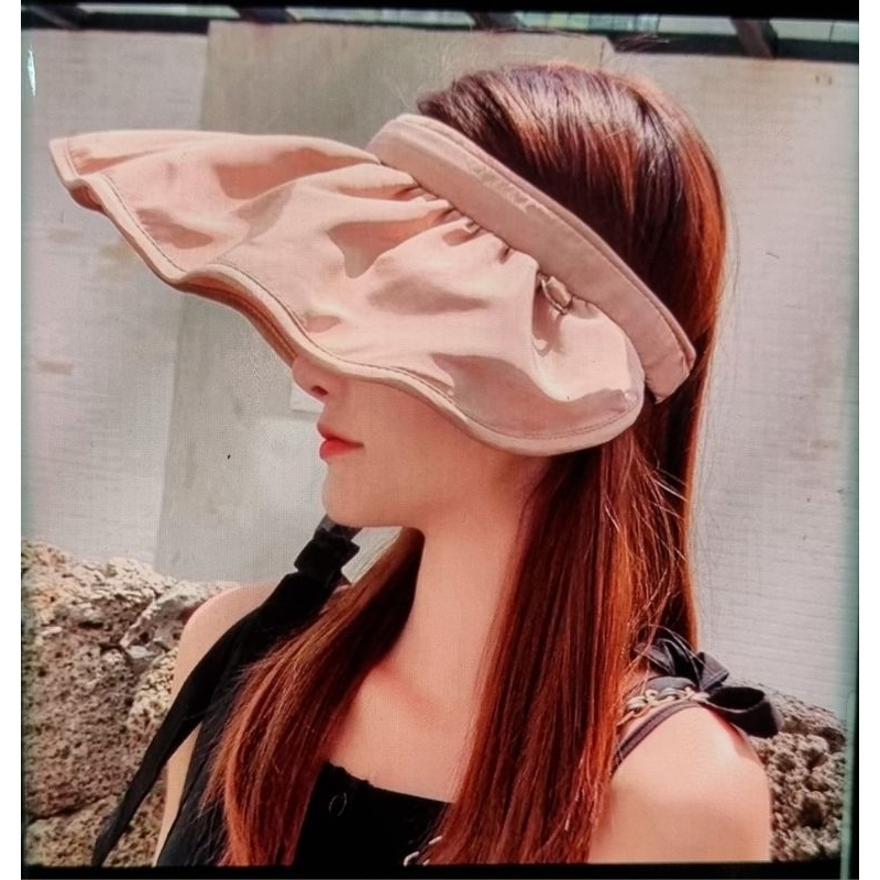 Topi Pantai Visor Wanita Lebar Bando Pantai Summer Outdoor Lipat Anti UV Matahari Fashion Korea Impo
