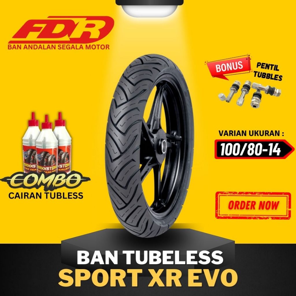 [READY COD] BAN FDR SPORT XR EVO 100/80-14 RING 14 / BAN FDR TUBELESS TUBLES RING 14 (100/80-14) / BAN FDR TUBLES RING 14 / BAN MOTOR MATIC MIO BEAT SCOOPY VARIO SPACY
