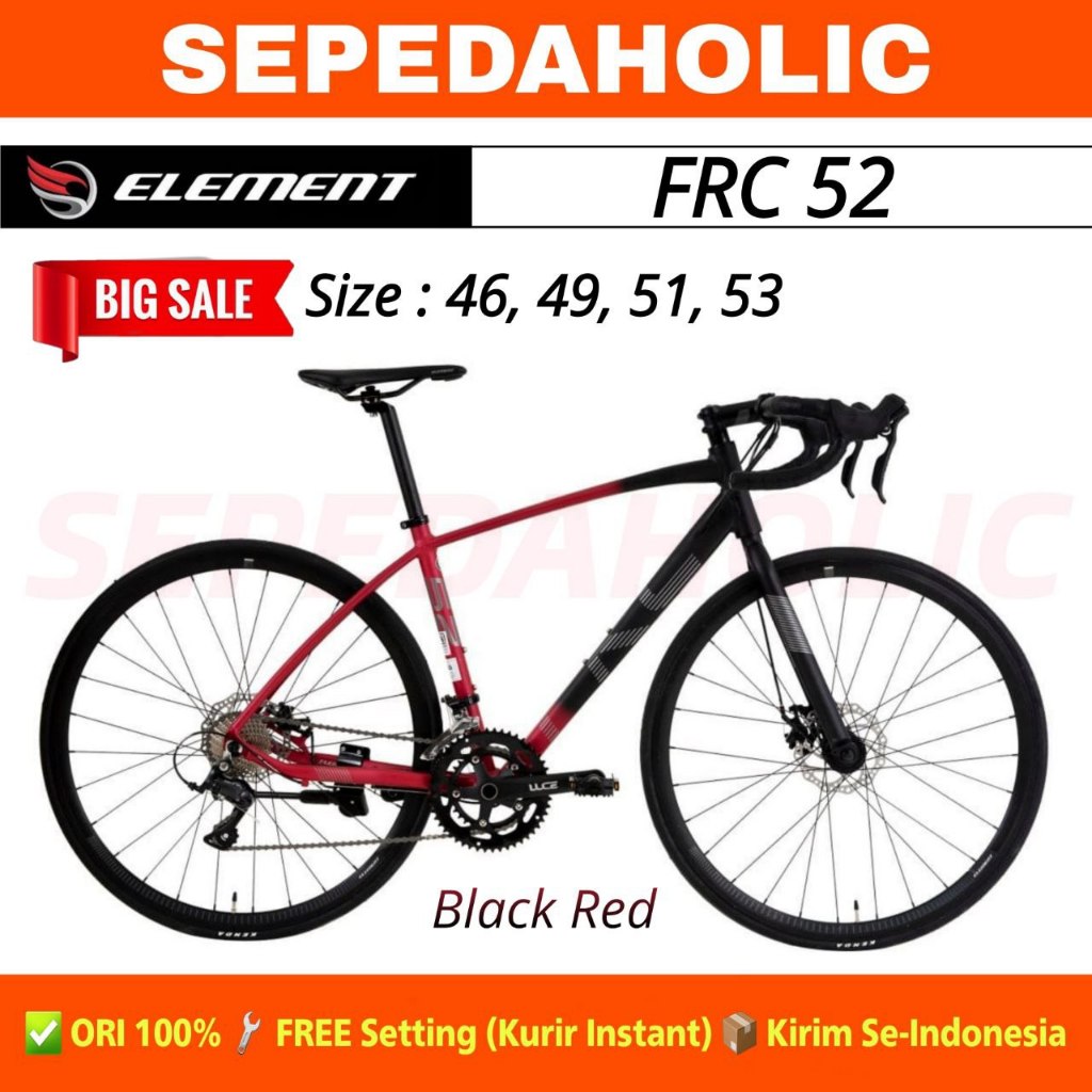 Sepeda Roadbike ELEMENT FRC 52 BB Alloy 18 Speed Rem Cakram PROMO