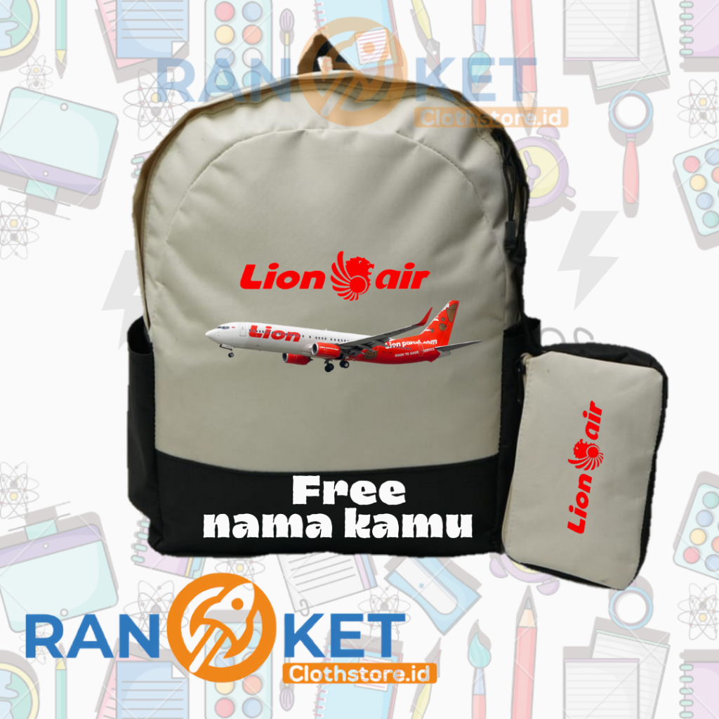 Tas Anak Pesawat Lion Air I Tas Anak Sekolah Pesawat Lion Air I Tas Ransel Backpack Unisex