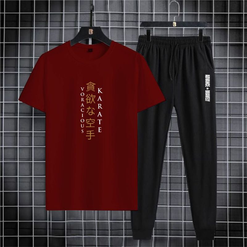 Setelan Pria Kanji Karate Terbaru Kaos Celana Jogger II Set Kaos Celana Panjang Pria II Setelan Kaos