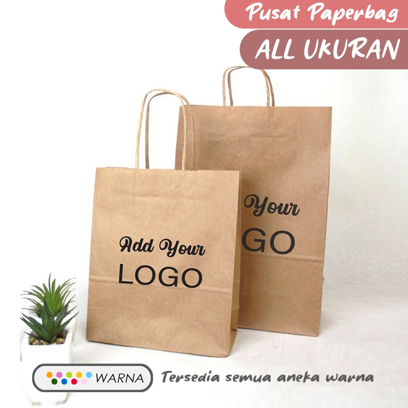

(CUSTOM) Paper Bag Polos Coklat Besar 28x12x24 cm Paper Bag Kado Souvenir Packaging Olshop Warna A3