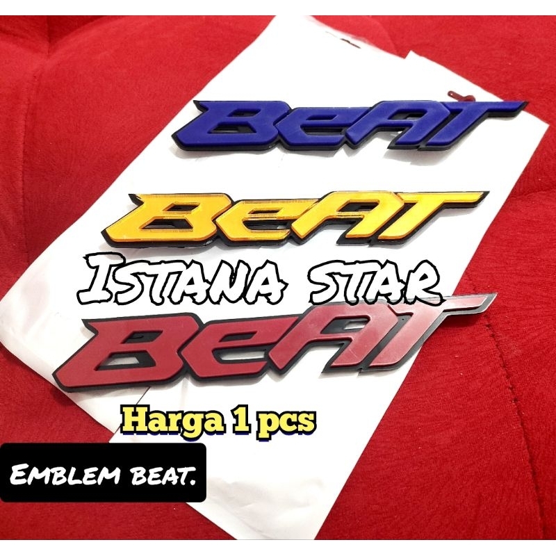 EMBLEM BEAT  3D AKRILIK SET ( 2 pcs )  SEPASANG KANAN KIRI  UNTUK MOTOR HONDA BEAT ESP BEAT POP BEAT