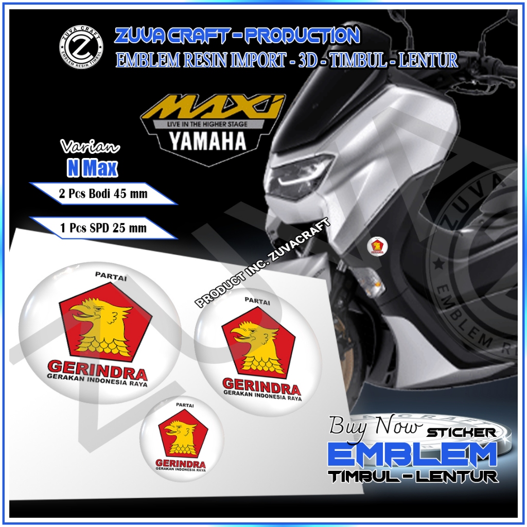 STIKER MOTOR 1 SET STIKER MOTOR LOGO PARTAI GERINDRA STIKER NMAX STIKER AEROX STIKER EMBLEM NMAX AER