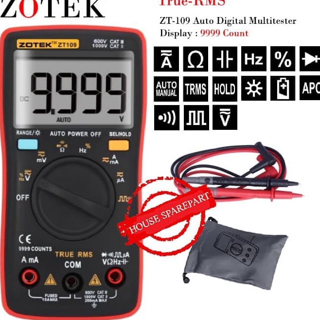 ON Zotek ZT19 Multitester Multimeter Digital 9999 count Auto  manual range
