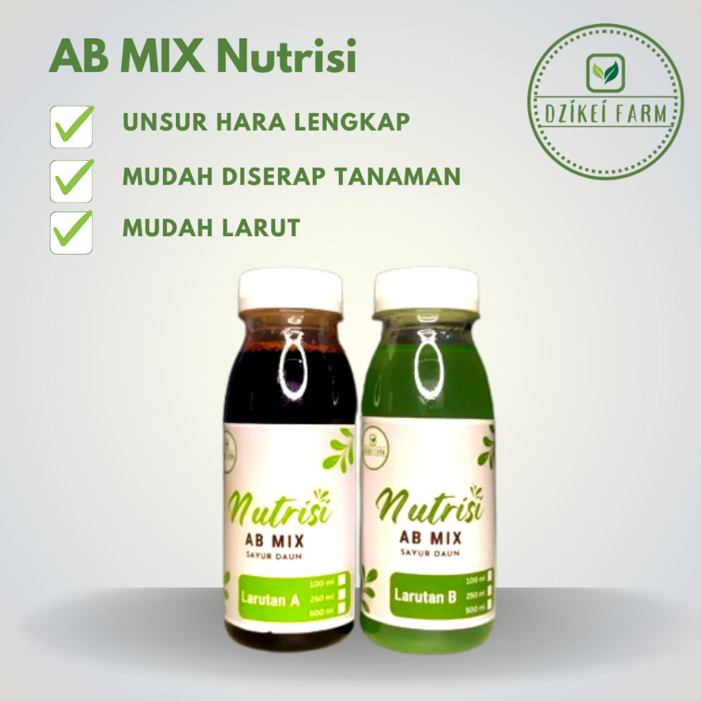 Pupuk AB Mix Hidroponik Cair Siap Pakai untuk Kebutuhan Nutrisi Tanaman Sayuran Daun terdiri dari Pekatan A dan B