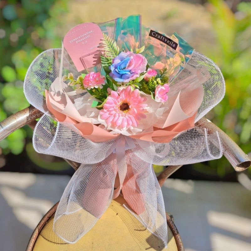CRAFTVEILA BOUQUET | Buket Bunga Artificial (S) Korean Style| Everlasting Flowers | KADO WISUDA CEWEK COWOK, ULANG TAHUN, TUNANGAN, WEDDING, ANNIVERSARY, HADIAH WISUDA CEWEK COWOK