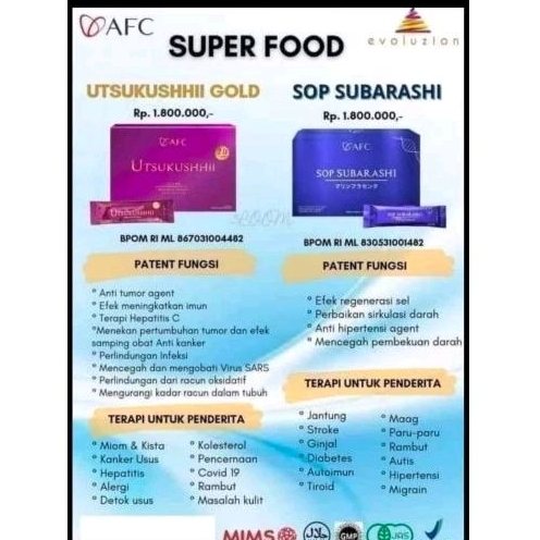 AFC ORIGINAL 100% SOP SUBARASHI DAN UTSUKUSHHII BOLEH BELI SATUAN LIHAT DI DESKRIPSINYA