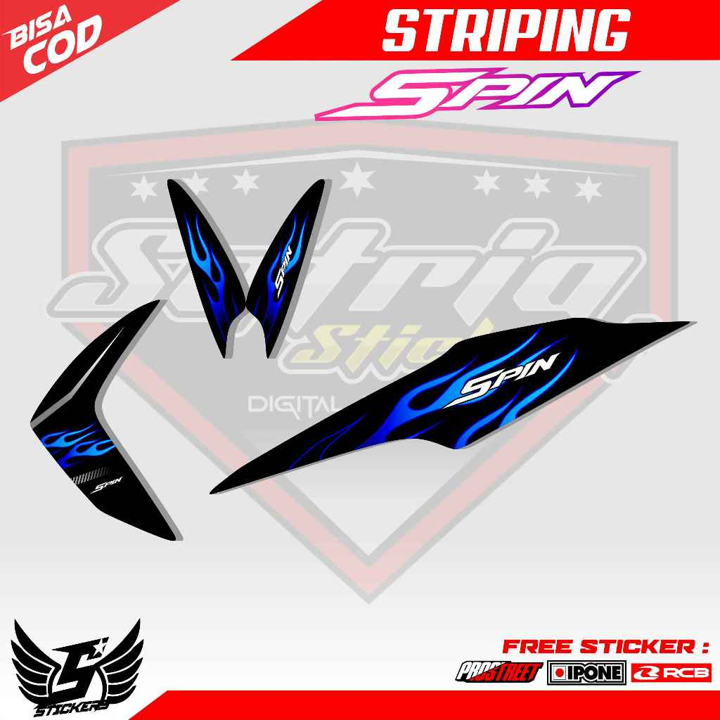 STRIPING VARIASI MOTOR SUZUKI SPIN DESAIN API/ STICKER LIST VARIASI SUZUKI SPIN