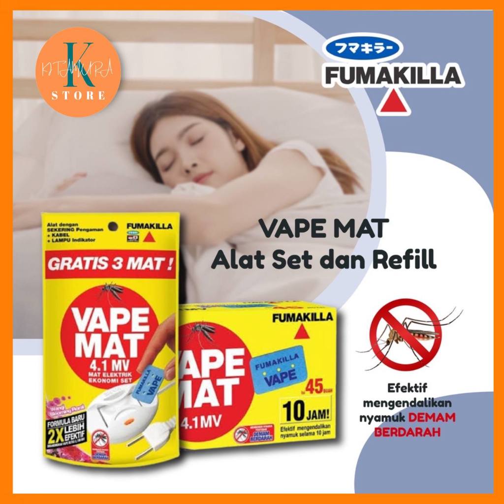 Paket Hemat Fumakilla Vapee Mat elektrik Alat+Refill Mat isi 21 Obat Nyamuk elektric tanpa Asap