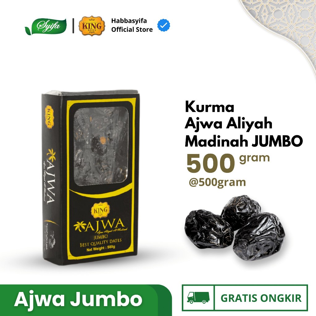 

Kurma King Dates Ajwa Jumbo - | Syifa Herbal Kurma Ajwa / Kurma Nabi Super Asli Madinah