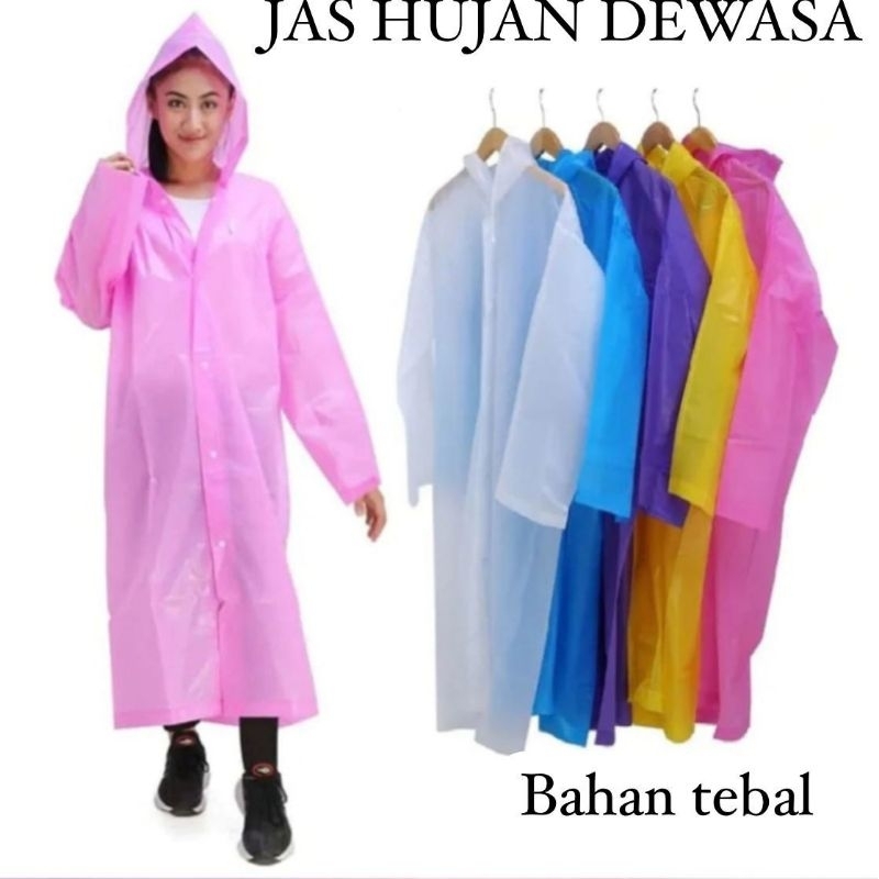 JAS HUJAN TRANSPANT TEBAL DEWASA / JAS HUJAN KOREA PONCHO PRIA WANITA UNIVERSAL / RAINCOAT MANTEL HU