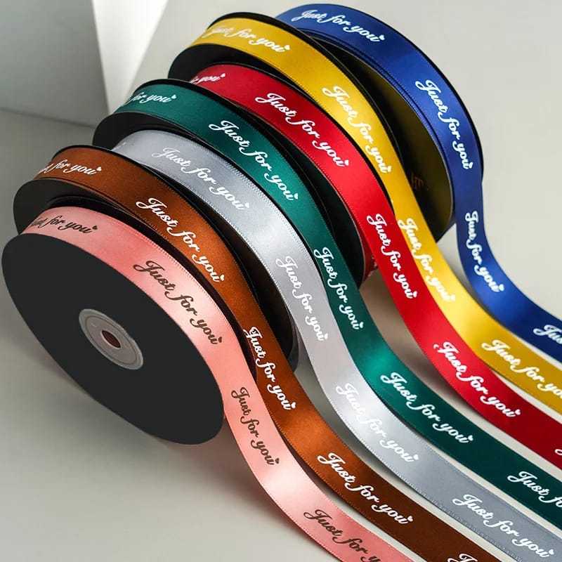 

[PER GLG] Pita Satin 1 inch 2,5 cm JUST FOR YOU Tulisan PUTIH / Pita Kerajinan Hampers Buket