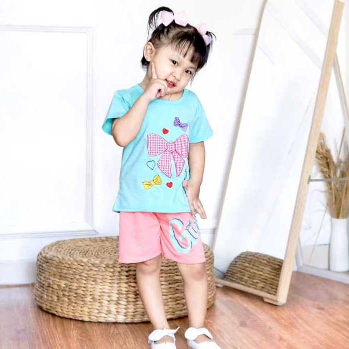 Setelan Pendek Terbaru Anak Perempuan Motif Bordir Bahan Rayon Premium Brand Lokal Kelfi Fashion