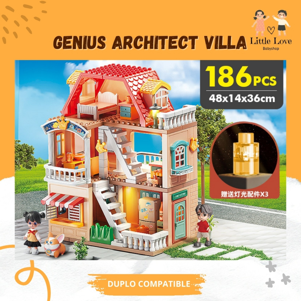 Feelo Big Villa Building Blocks / Mainan Lego Rumah Besar Lengkap