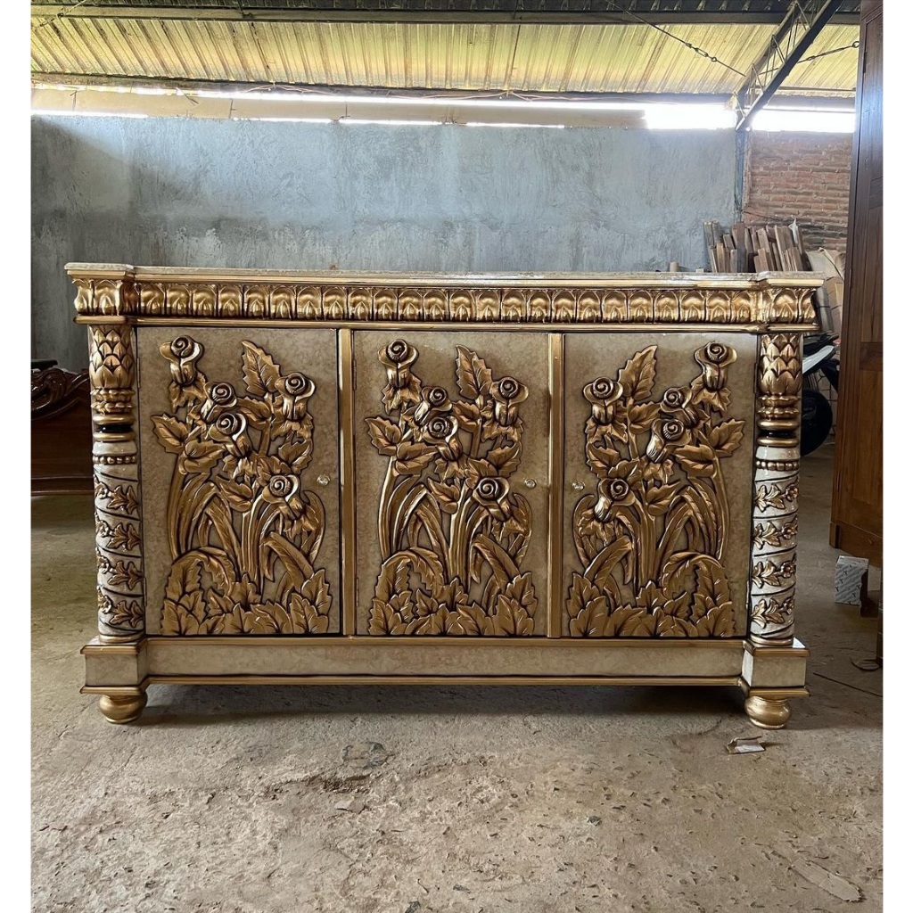 Bufet Tv Ukir Meja Rak Tv Ukir Lemari Hias Ukiran Taman Kayu Jati