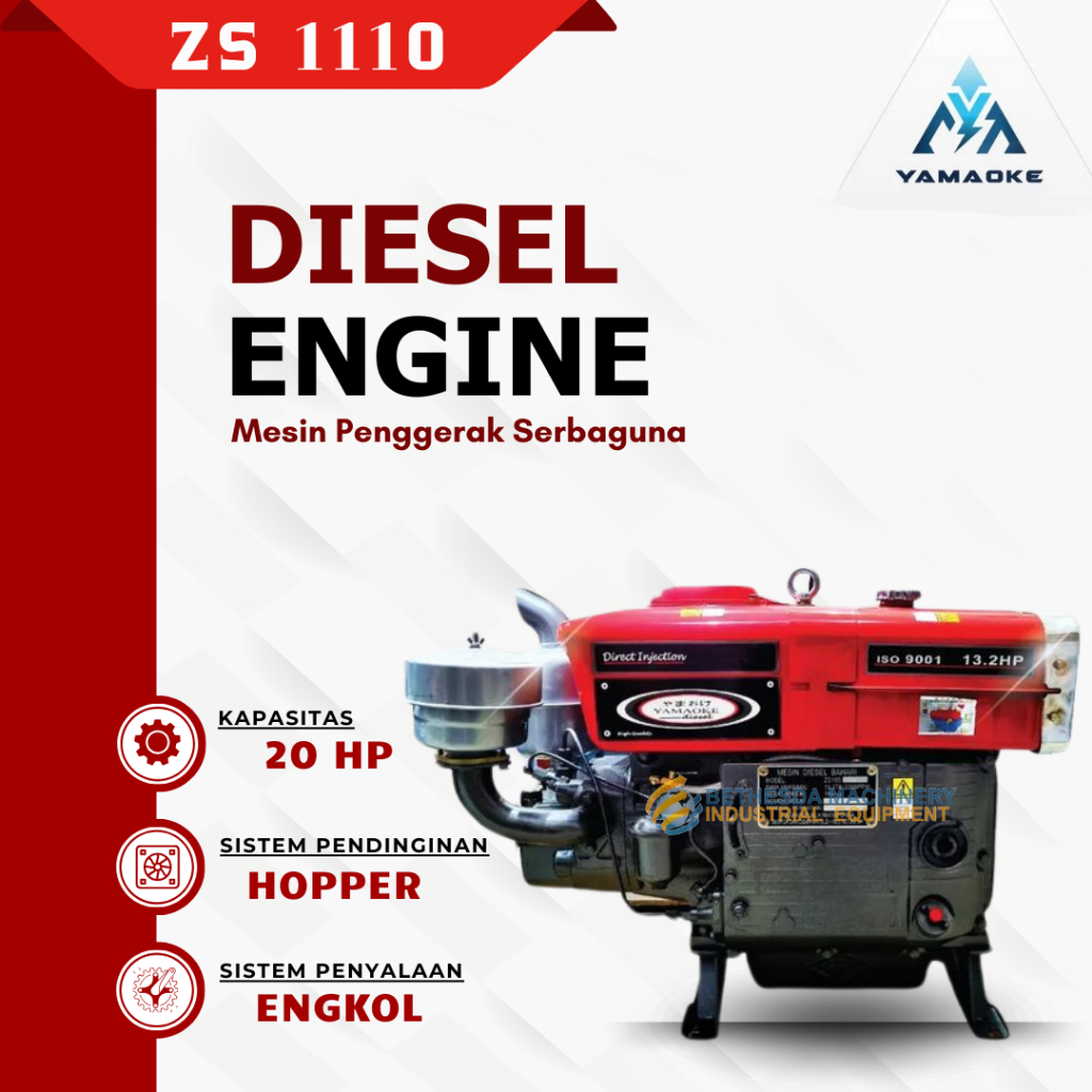 Mesin Diesel Penggerak Solar 20PK HP 20 ZS1110 Yamaoke engine