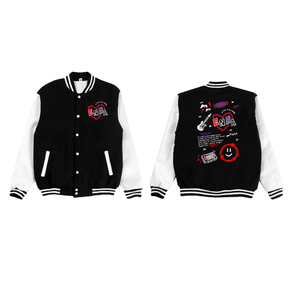 Sweater Varsity fleece ENHA sablon depan belakang