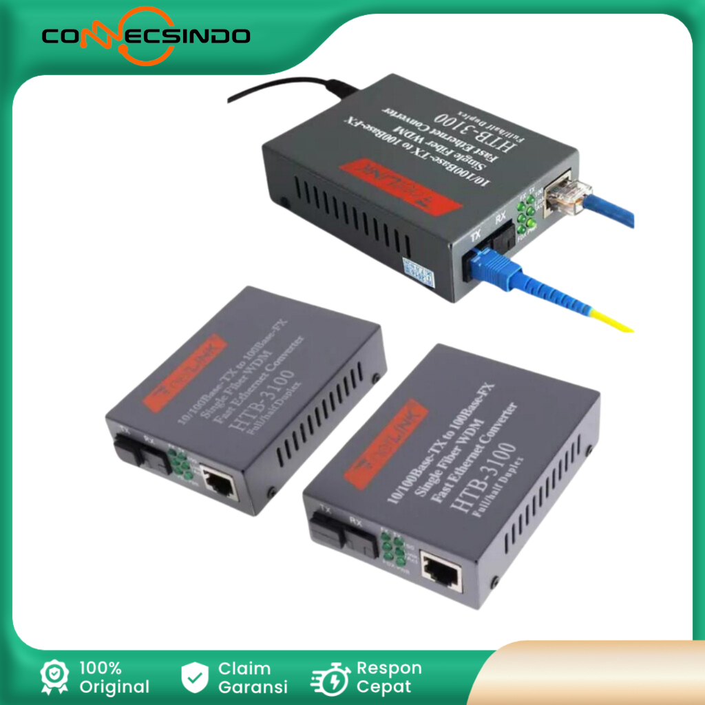 Media Converter FO Fiber Optik to LAN HTB NETLINK FO3100 100Mbps