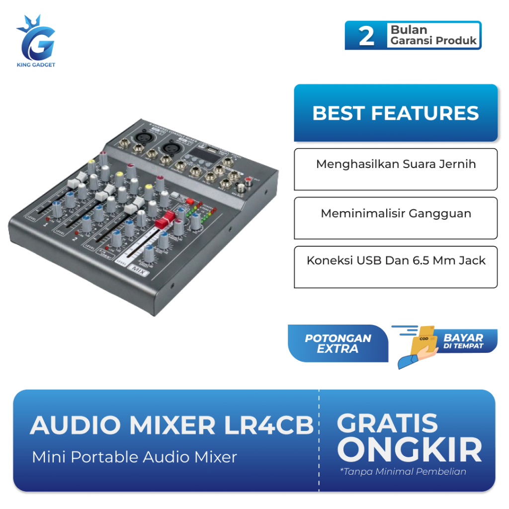 Mini Portable Audio Mixer LR4CB 4 Channel Bluetooth