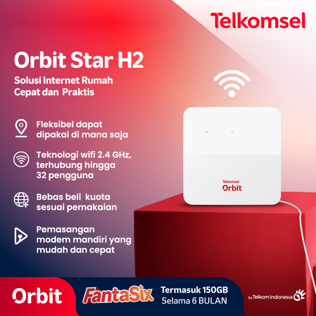 Telkomsel Orbit Star H2 Modem WiFi 4G High Speed Bonus Data