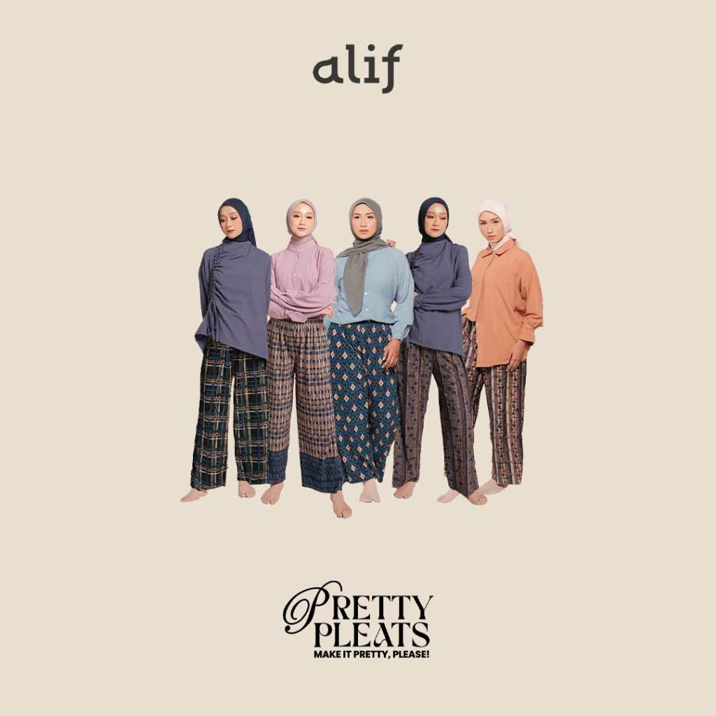 Alif Modern Wear - Pretty Pleats Celana Kulot Pleats Plisket Motif - Midnight in Autumn