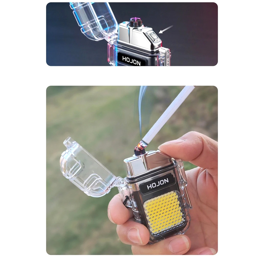 Korek Api Elektrik Plasma Dual Arc dengan Senter LED - Senter mendaki dengan Korek