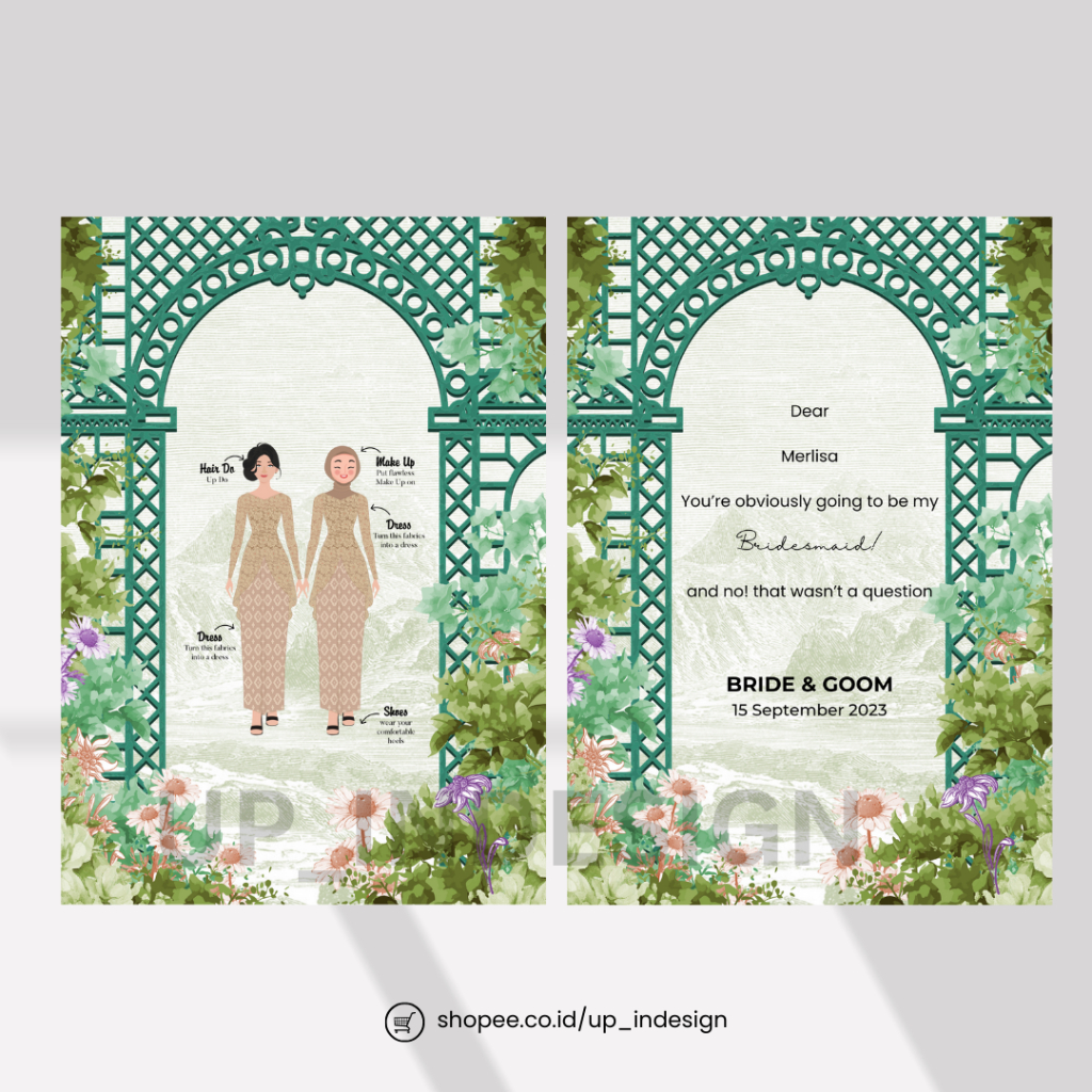 

NON CUSTOM Batch 6 A6 Bridesmaid Card dan Attire Guide Card Save the Date Card