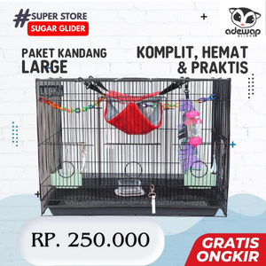 ADEWAP GLIDER Paket Hemat 1! Kandang Komplit Fullset Ukuran Large Besar Sugar Glider