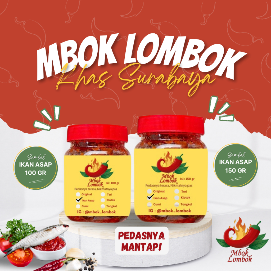 

Mbok Lombok Sambal Ikan Asap Pedas Kemasan