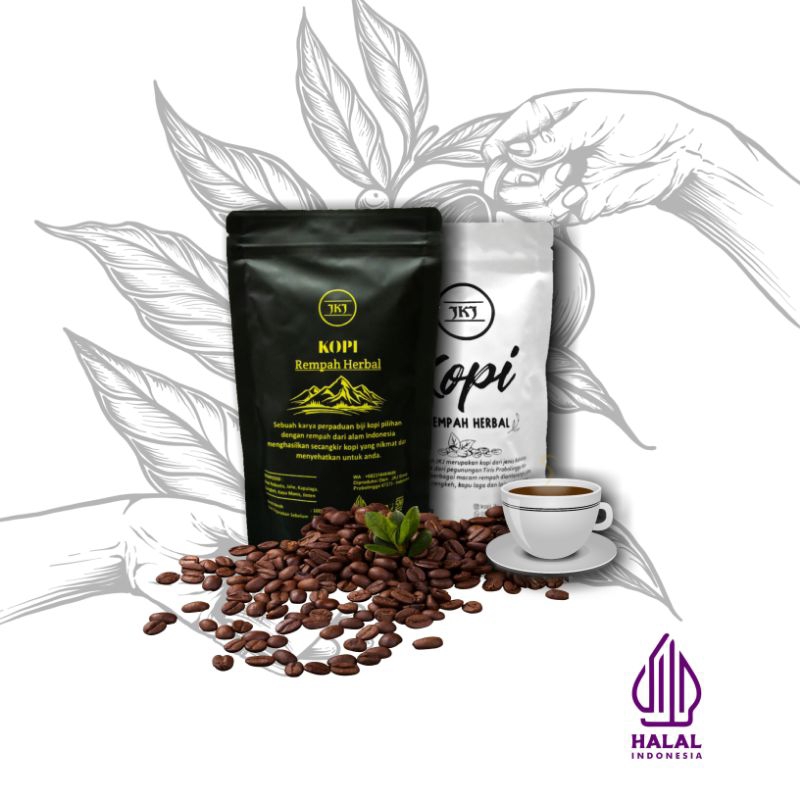 

Kopi Rempah JKJ (jahe emprit, kapulaga, cengkeh, jinten, kayumanis). NEW PACKAGING