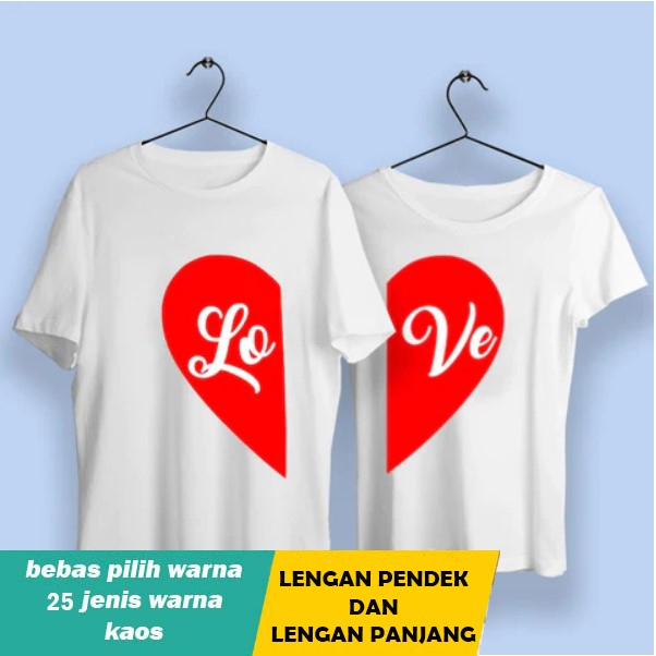 Baju Kaos Couple  Pasangan Motif LOVE TWIN Tshirt Couple Korean Style kaos distro