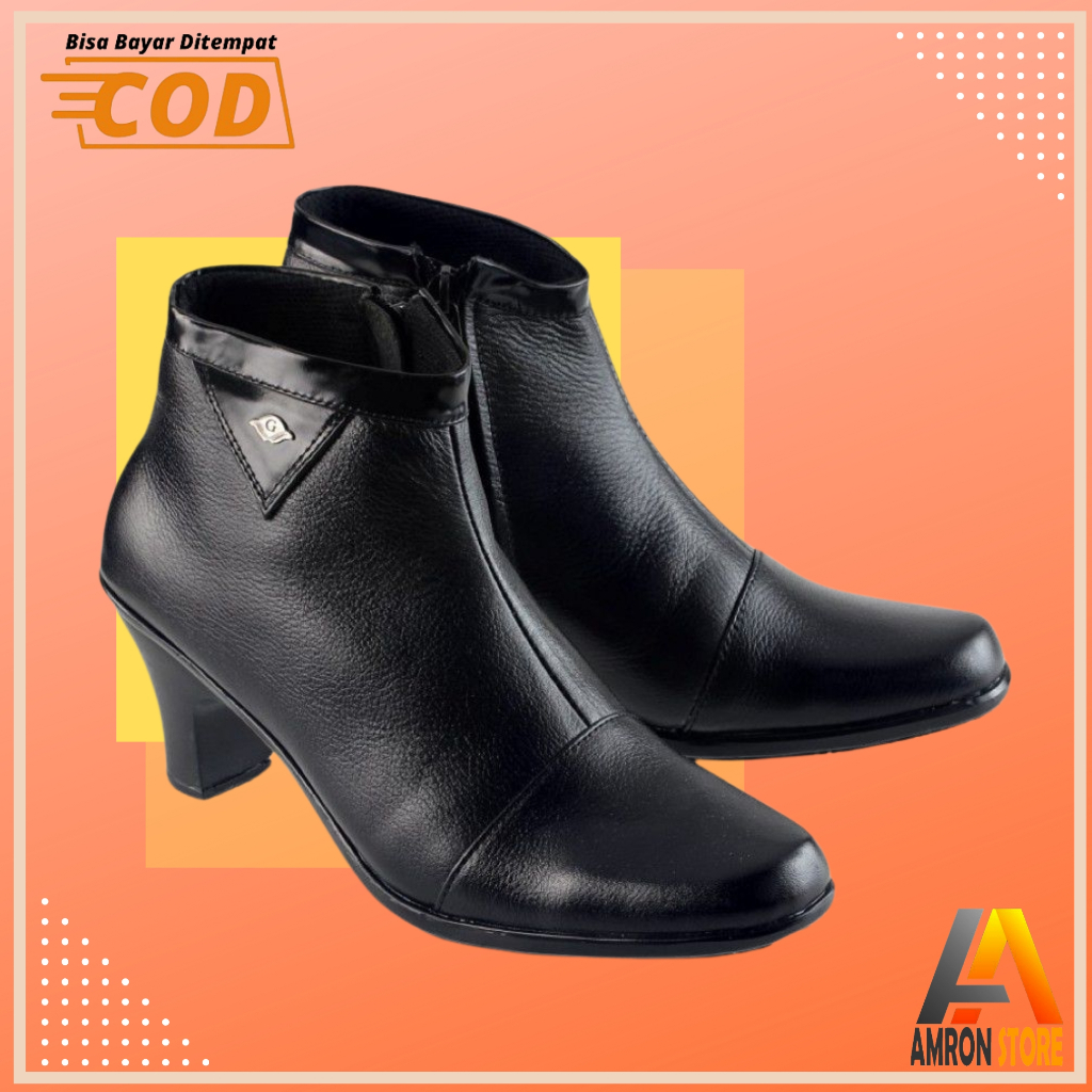 Sepatu Boots Kerja Kantor Pantofel PDH Formal Kulit Wanita Model Korea