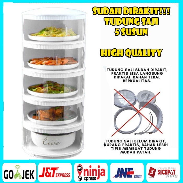 BBS [5 SUSUN SUDAH RAKIT] TUDUNG SAJI 5 SUSUN / FOOD STORAGE 5 LAYER / PENUTUP MAKANAN TUDUNG SAJI 5