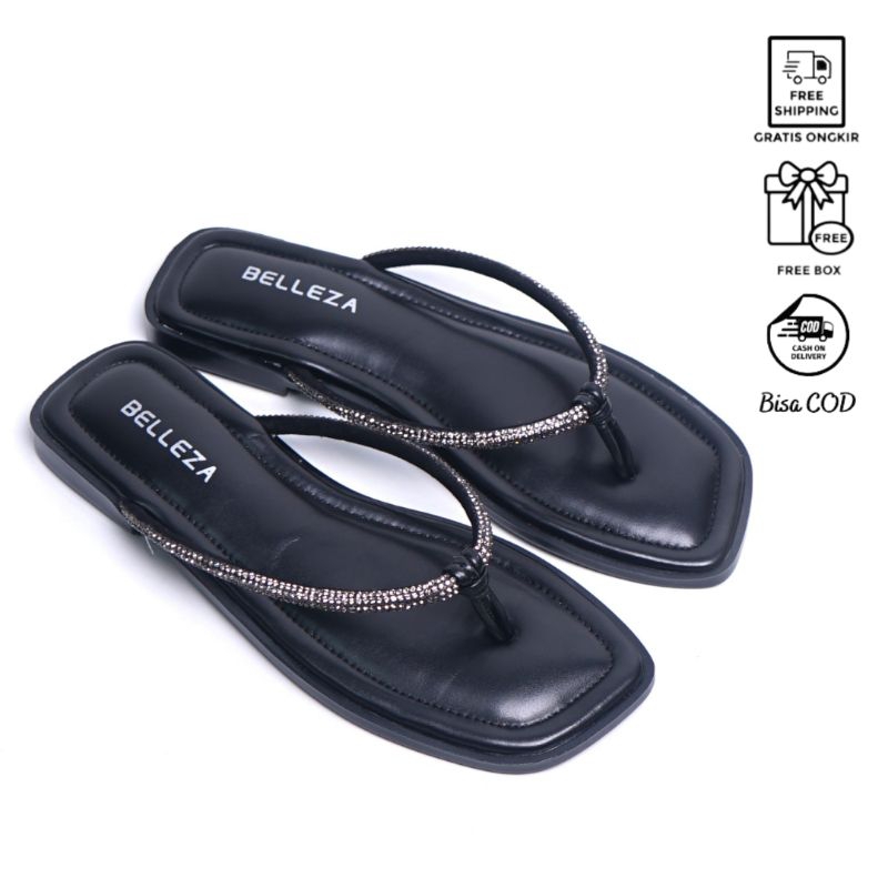 Belleza Safi Sandal Jepit Wanita Flat Teplek Kristal Sultan