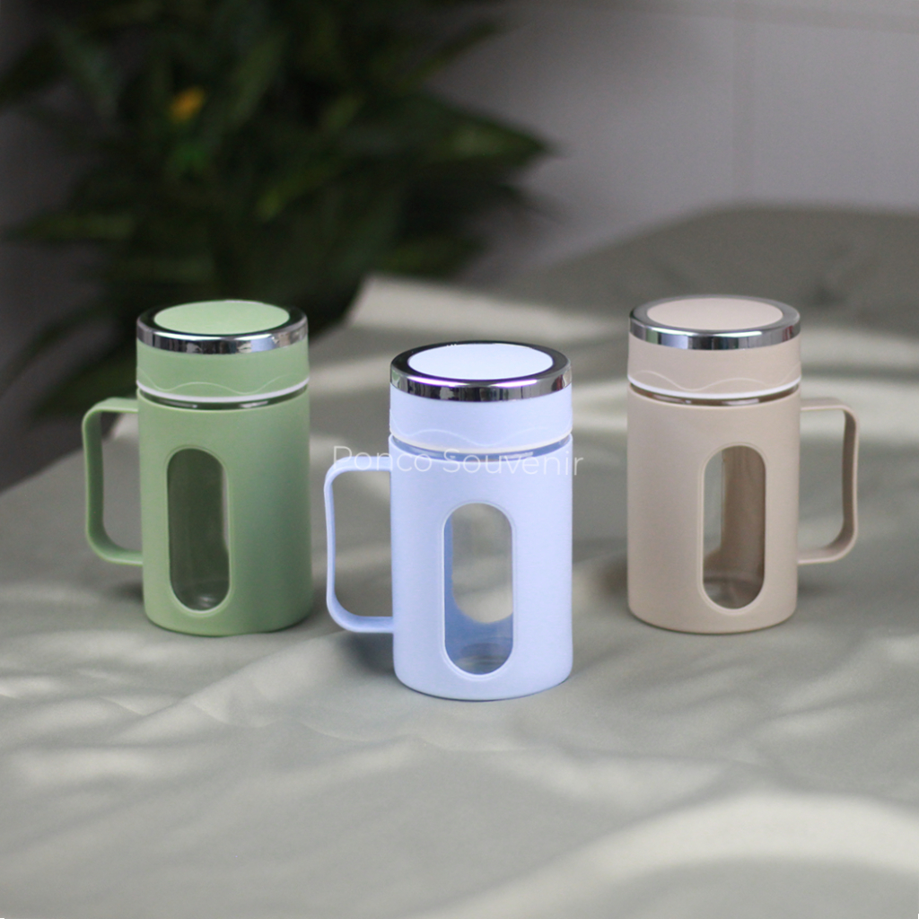 Gelas Gagang Kaca/ Gelas Shell 500 ML Warna Terang