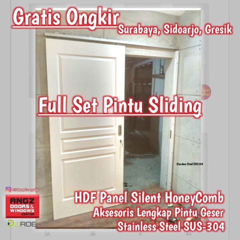 Pintu Sliding Pintu Geser Angzdoor HDF Panel Honeycomb Kedap Suara | Gratis Ongkir Indonesia