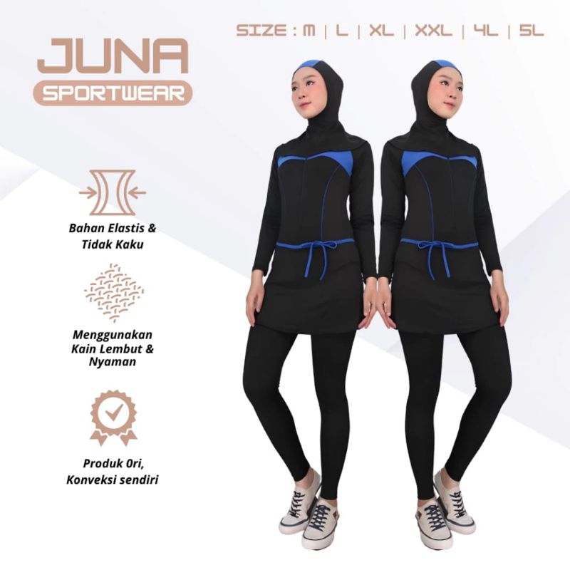 baju renang muslim polos 1 set celana+baju+krudung/baju renang syari/baju wanita muslim/baju renang 