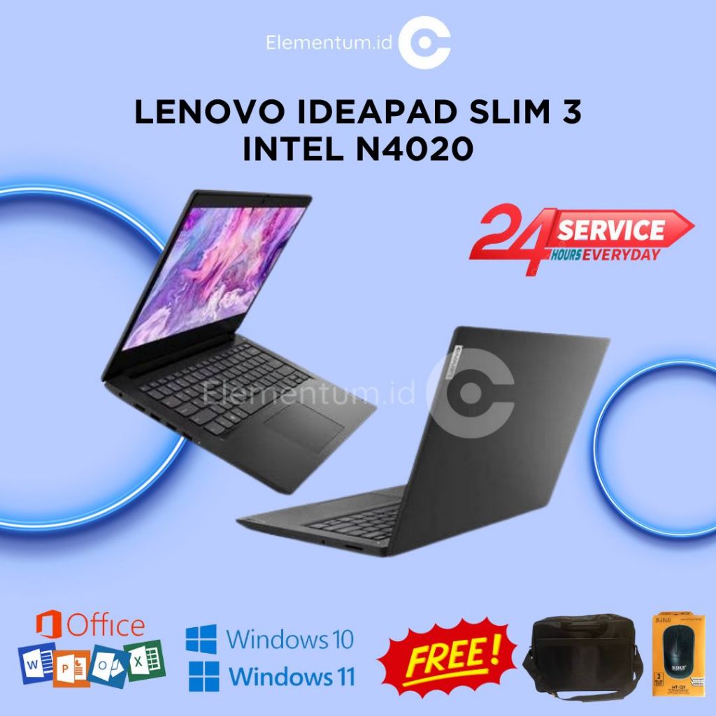 Laptop Lenovo Ideapad Slim 3 intel N4020 - 4GB / 256GB SSD - Win10