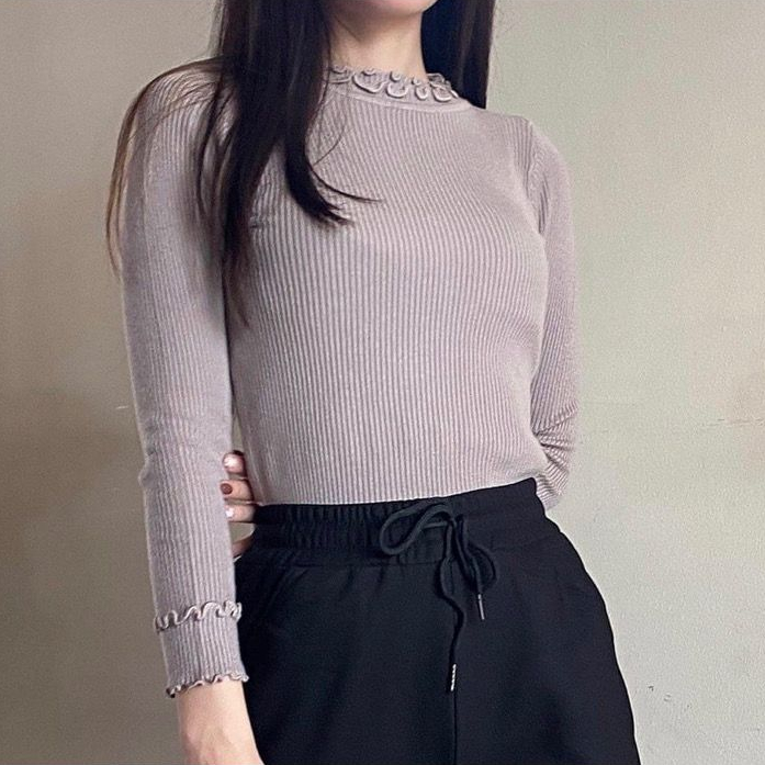 PGS Import Kriwil Bodyfit Rajut Premium Import/ MANSET RAJUT IMPORT KERAH TINGGI/ BLOUSE RAJUT/ Paka