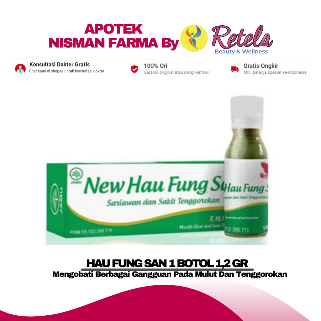 

HAU FUNG SAN BOTOL 1,2GR / SARIAWAN / RADANG TENGGOROKAN