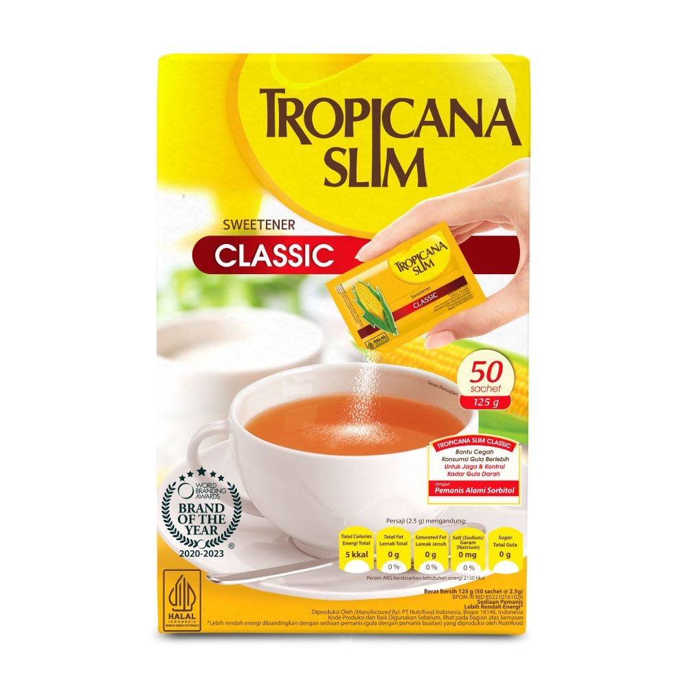 

Tropicana Slim Sweetener Classic 50 Sachet - Pemanis untuk Bantu Batasi Gula