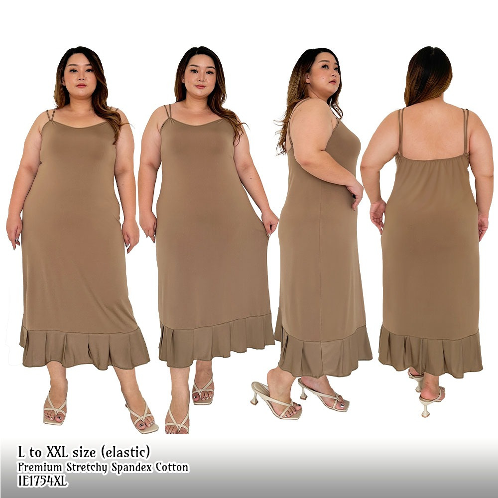Daster Tanktop Dress Wanita Cream Big Size Spandex melar Baju tidur Jumbo