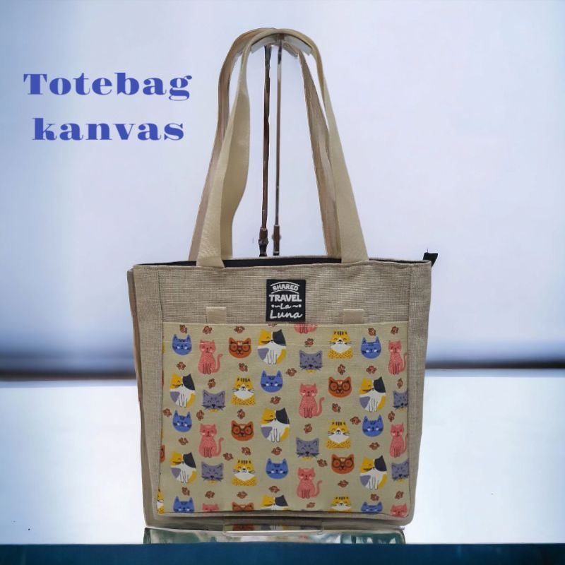 TOTEBAG KANVAS/TOTEBAG KANVAS CAT/TOTEBAG/TAS WANITA