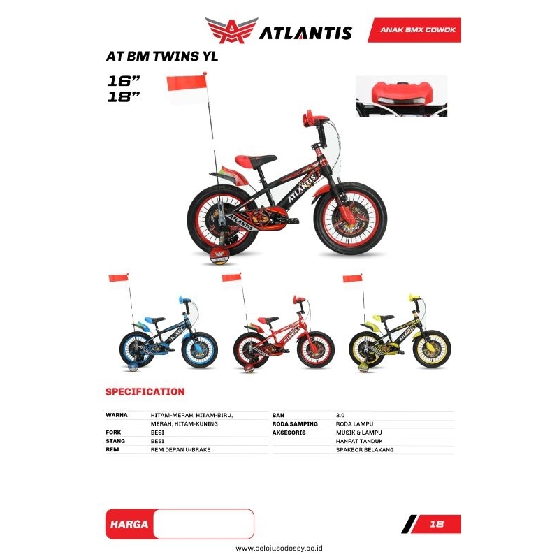 sepeda anak bmx 18" atlantis twin