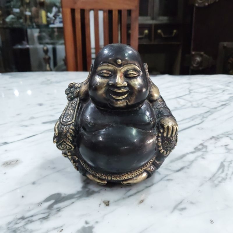 Patung Perunggu Budha Maitreya Tua Lawas (Small)