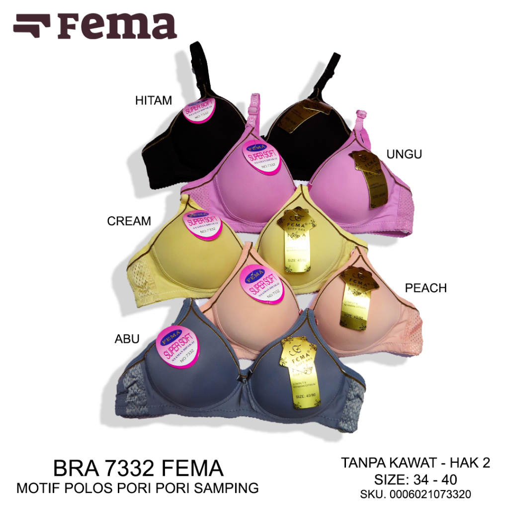 [PROMO LIVE] FEMA Official Shop Ecer 1 pcs Bh Bra 7332 Cup A Berpori