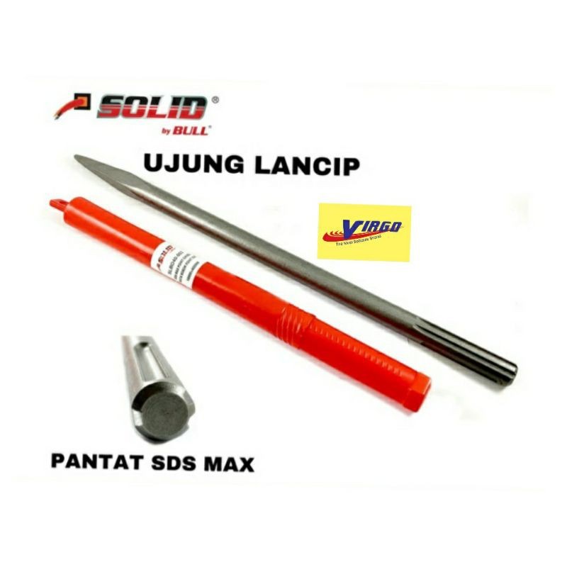SOLID MATA CHISEL BOBOK BETON SDS MAX UNTUK GSH11E RUNCING DAN RATA