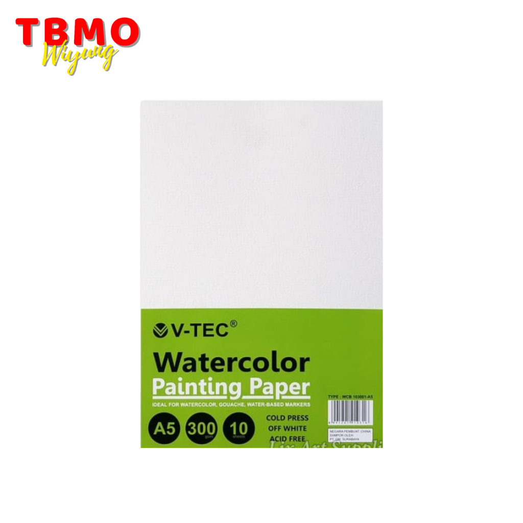 

TBMO V-TEC Watercolour Painting Paper A5 300gsm 10 Sheets WCP 103001